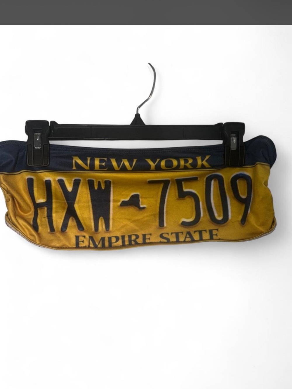 Vintage-Inspired Yellow & Navy Men’s License Plate Shoulder Bag
